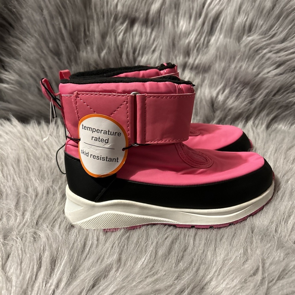 Wonder Nation Snow Boots Girls Size 13 Pink Front Zip Winter Shoes Ankle Boots